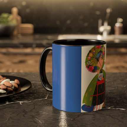Lady with the Golden Fish Colorful Mugs – Whimsical Fashion & Playful Fantasy