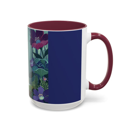 The Lady Of The Moonlit Fountain Colorful Mugs – Art Deco Botanical Serenity