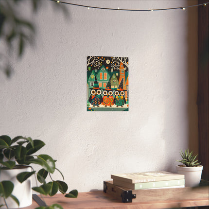 Night of the Trick-or-Treating Owlets Fine Art Posters