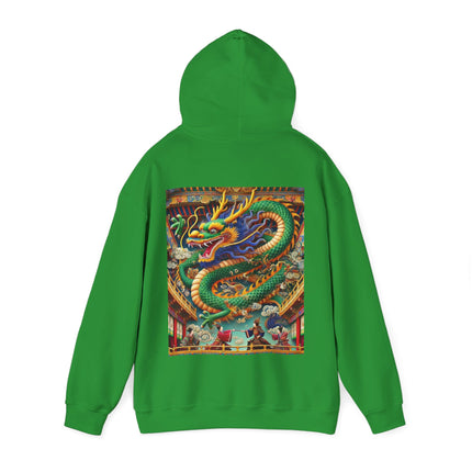 Tibetan Dragon Over Kabuki Duel – Heavy Blend™ Hooded Sweatshirt
