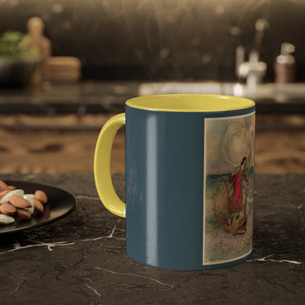 Rita Rides on the Dolphin by Warwick Goble Colorful Mugs, 11oz