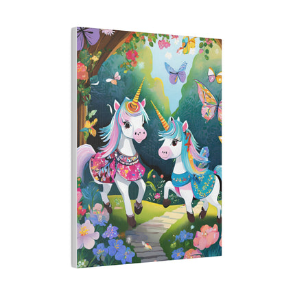 Baby Unicorns and Fluttering Butterflies Matte Canvas, Stretched, 0.75"