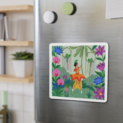🦜🌺 The Parrot Dancer Die-Cut Magnets – Art Deco Tropical Whimsy