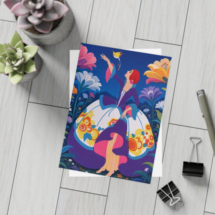 🐦🌸 The Enchanted Birdsong Postcards With Envelopes – Art Deco Garden Whimsy