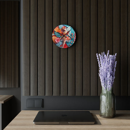 Hibiscus Fairy Acrylic Wall Clock, Round and Square