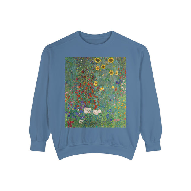 Farm Garden with Sunflowers by Gustav Klimt Unisex Garment-Dyed Sweatshirt