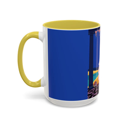 The Moonlit Promenade Colorful Mug (11oz, 15oz) – Blush Elegance, Coastal Romance & Art Deco Style