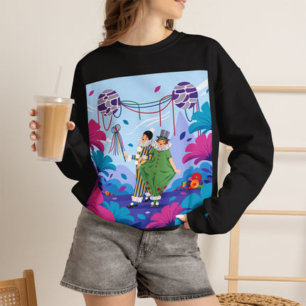 🎭🌸 The Garden Masquerade Crewneck Sweatshirt – Art Deco Floral Whimsy