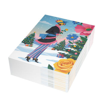 🌹🎄 The Lady Of The Christmas Rose Greeting Card – Art Deco Holiday Elegance