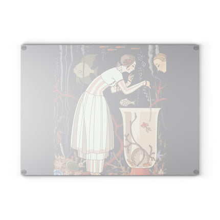 The Dazzling Little Fish by George Barbier Glass Cutting Board
