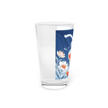❄️⛸️ The Winter Skater's Flight Pint Glass – Art Deco Floral Fantasy