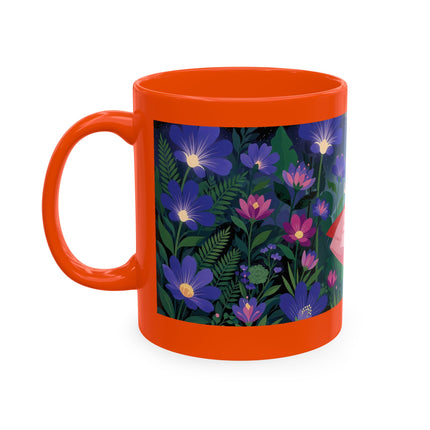 🌙🌺 The Lady Of The Midnight Flower Garden Ceramic Mug – Art Deco Floral Elegance
