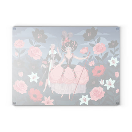 🌹🎭 The Ladies Of The Midnight Rose Garden Glass Cutting Board – Art Deco Masquerade Elegance