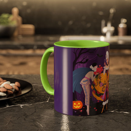 🎭🌹 The Harlequin Rose Masquerade Colorful Mug – Theatrical Halloween Romance
