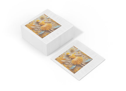 Dandelion Fairy White Coined Napkins