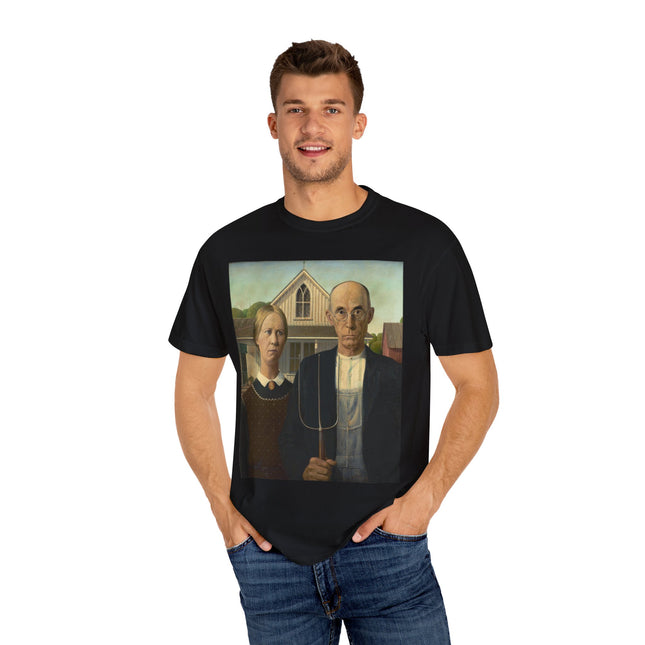 American Gothic by Grant Wood Unisex Garment-Dyed T-shirt