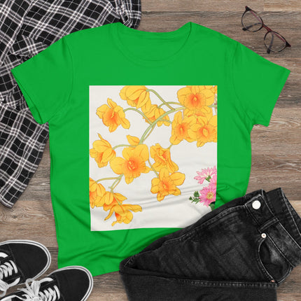 Golden Bow Orchid Women's Midweight Cotton Tee
