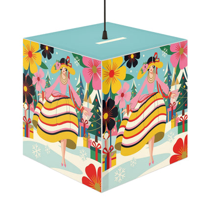 🌼🎄 The Christmas Blossom Belle Light Cube Lamp – Colorful Art Deco Holiday Fantasy