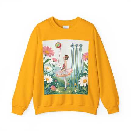 🌼🎈 The Garden Balloon Dancer Crewneck Sweatshirt – Art Deco Floral Whimsy