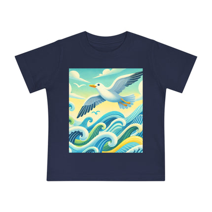 Seagull Riding a Wave Baby T-Shirt – A Splash of Seaside Adventure