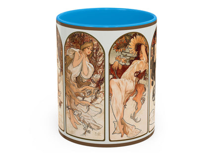 The Seasons by Alphonse Maria Mucha Colorful Mugs (11oz, 15oz)
