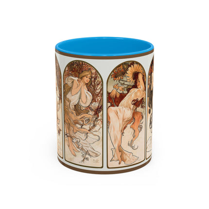 The Seasons by Alphonse Maria Mucha Colorful Mugs (11oz, 15oz)