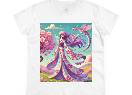 Petals in the Wind: The Kimono Fairy and the Sky Dragon Cotton Tee