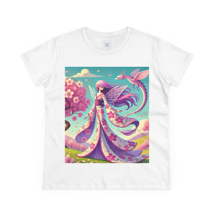 Petals in the Wind: The Kimono Fairy and the Sky Dragon Cotton Tee