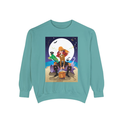 Moonlit Pirate Halloween Unisex Garment-Dyed Sweatshirt