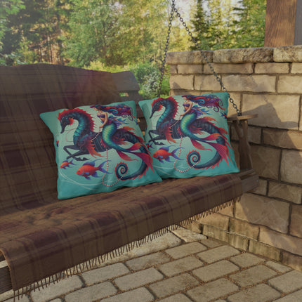 Mermaid & Sea Dragon Outdoor Pillows – Ocean Guardian & Mythic Beauty