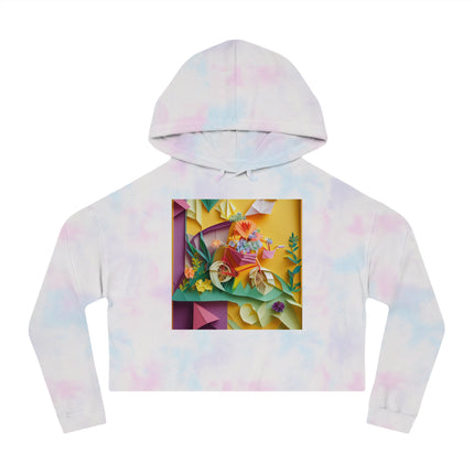Origami Bicycle Women’s Cropped Hooded Sweatshirt
