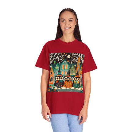 Night of the Trick-or-Treating Owlets Unisex Garment-Dyed T-shirt