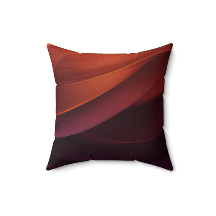 Wave Pattern with Intertwined Hues of Orange, Rose, Maroon, and Purple Spun Polyester Square Pillow