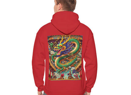 Tibetan Dragon Over Kabuki Duel – Heavy Blend™ Hooded Sweatshirt