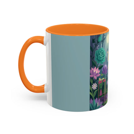 The Lady Of The Moonlit Garden Colorful Mugs – Art Deco Botanical Serenity