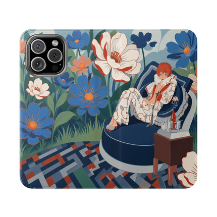 🌺🪞 The Lady Of The Grand Flower Salon Flip Case – Art Deco Floral Elegance