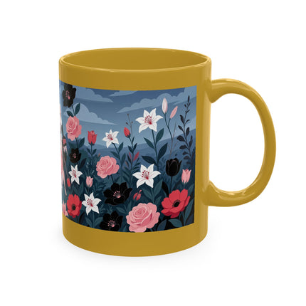 🌹🖤 The Lady Of The Midnight Rose Garden Ceramic Mug – Art Deco Floral Elegance
