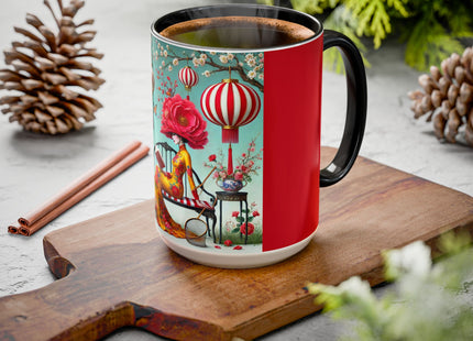 Reading in a Painted Garden Colorful Mugs (11oz, 15oz)
