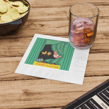Easter Elf's Whimsy White Coined Napkins