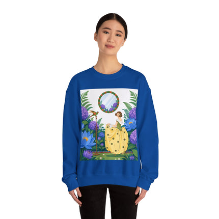 🦜🪷 The Parrot Garden Reflection Crewneck Sweatshirt – Art Deco Fashion Whimsy