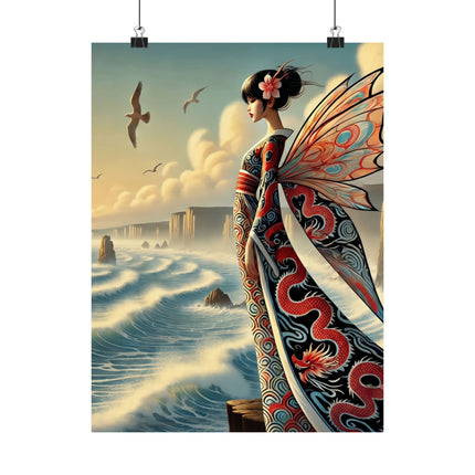 🌊🧚 Coastal Fairy Matte Vertical Poster – Serene Grace & Oceanic Magic