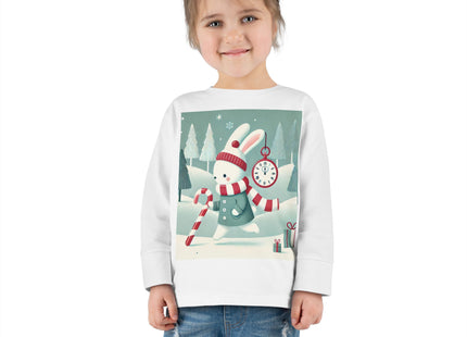 Candy Cane Timekeeper Bunny Toddler Long Sleeve Tee