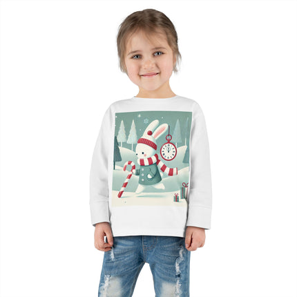 Candy Cane Timekeeper Bunny Toddler Long Sleeve Tee