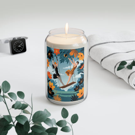 🌺🎠 The Garden Swing Scented Soy Candle – Art Deco Floral Whimsy
