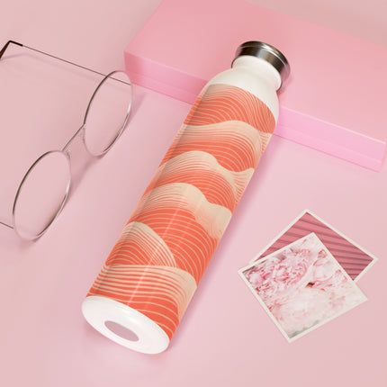 Hues of Orange and Beige Wave Pattern Slim Water Bottle