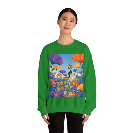 🌺🧡 The Lady Of The Golden Garden Crewneck Sweatshirt – Art Deco Fashion Fantasy