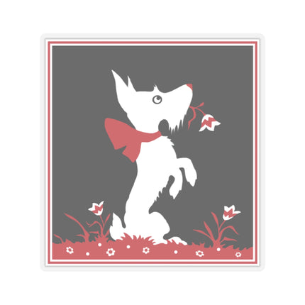 The Enchanting White Terrier with a Red Bow Kiss-Cut Stickers (4 Sizes)