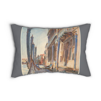 Gondola Moorings on the Grand Canal by John Singer Sargent Spun Polyester Lumbar Pillow