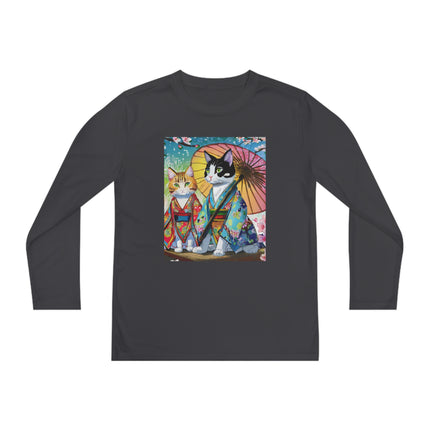 Kimono Kitties Youth Long Sleeve Competitor Tee – Anime Charm & Whimsical Elegance