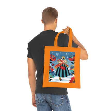 ❤️❄️ The Winter Heart Messenger Cotton Tote Bag – Art Deco Winter Enchantment